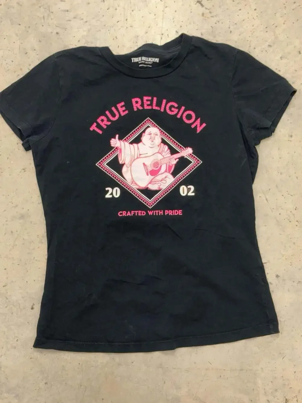 True Religion Buddha Guitar Graphic T-Shirt Black Size Large